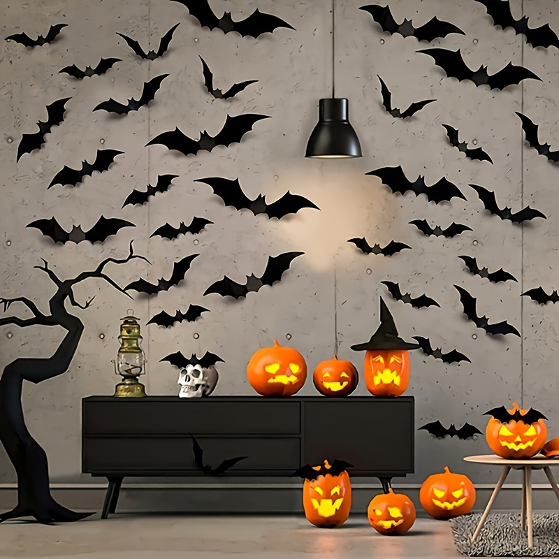 3DブラックPVC製バットのハロウィーンウォールデコレーショ - Home Bar Set のレビューと価格